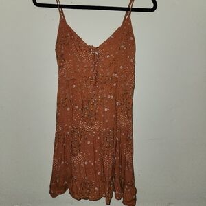 Burnt Orange Floral Mini Dress